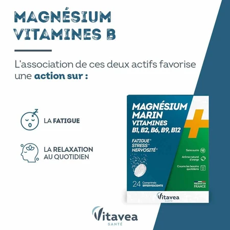 Vitavea Santé Magnesio + Vitaminas B1 B2 B6 Relajación 24 comprimidos
