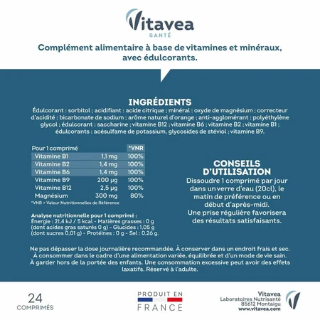 Vitavea Santé Magnesio + Vitaminas B1 B2 B6 Relajación 24 comprimidos