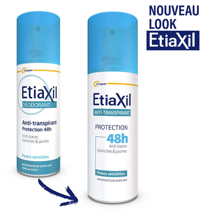 Etiaxil Anti-Transpirant Déodorant Spray Protection 48h Aisselles Transpiration Modérée Peaux Sensibles 100ml