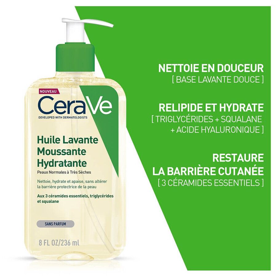 Cerave Body Cleanser Hydraterende schuimende olie voor normale tot zeer droge huid 236ml