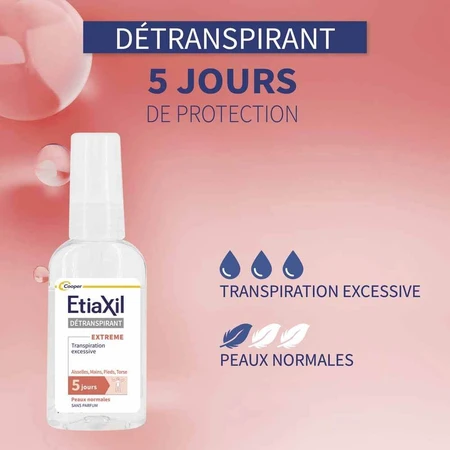 Etiaxil Spray Déodorant Détranspirant Aisselles Mains Pieds Torse 30ml