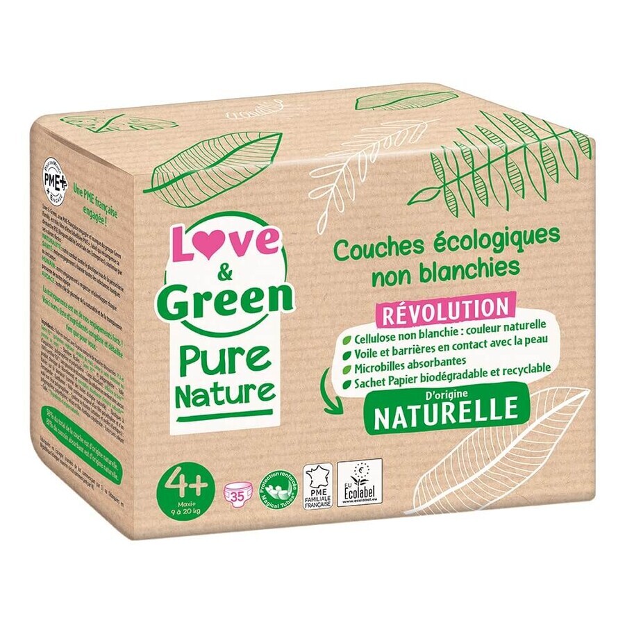 Comprar Pañales ecológicos Love&Green Pure Nature Talla 4+ x 35 Pañales ecológicos Love&Green Pure Nature Talla 4+ x 35