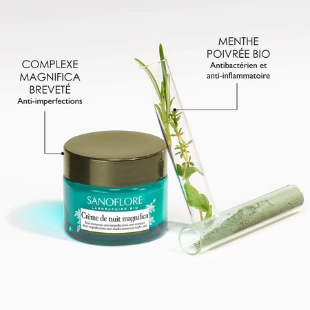 Sanoflore Magnifica Crema de noche con aceites esenciales bio Piel grasa con tendencia acneica 50ml