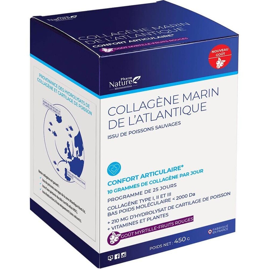 Pharm Nature Micronutrition Colágeno Marino Atlántico Salud Articular Sabor Arándano Rojo 450g