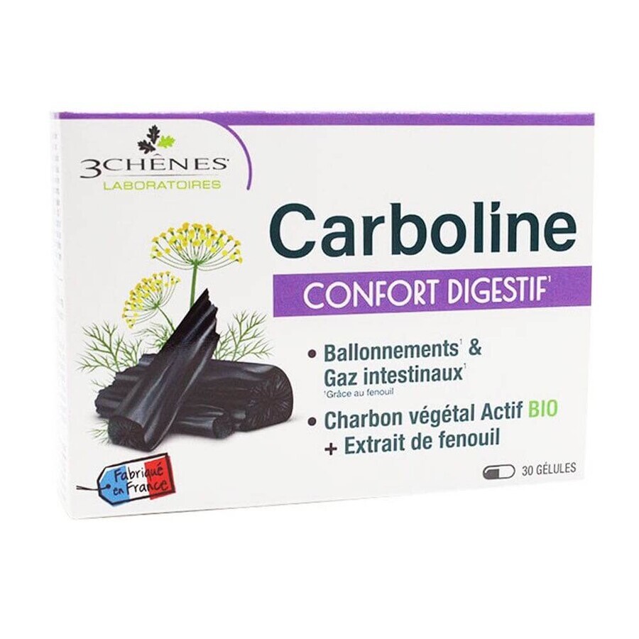 3 Chênes Carboline Distensión y gases intestinales 30 cápsulas