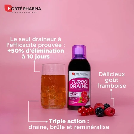Forté Pharma TurboDraine Adelgazante y purificante drenante sabor frambuesa 2x500ml