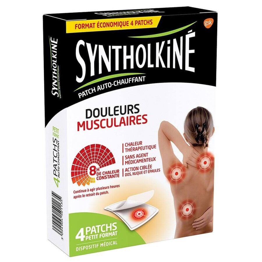EG Labo SyntholKiné Syntholkine Tiritas autocalentables para dolores musculares Douleurs Musculaires Tamaño pequeño 4pcs