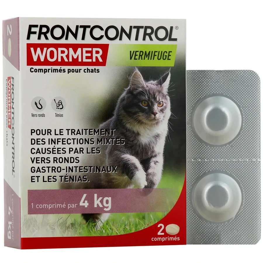 Frontline Frontcontrol Wormer Vermifuge Pour Chat 1 Comprimé par 4kg x2
