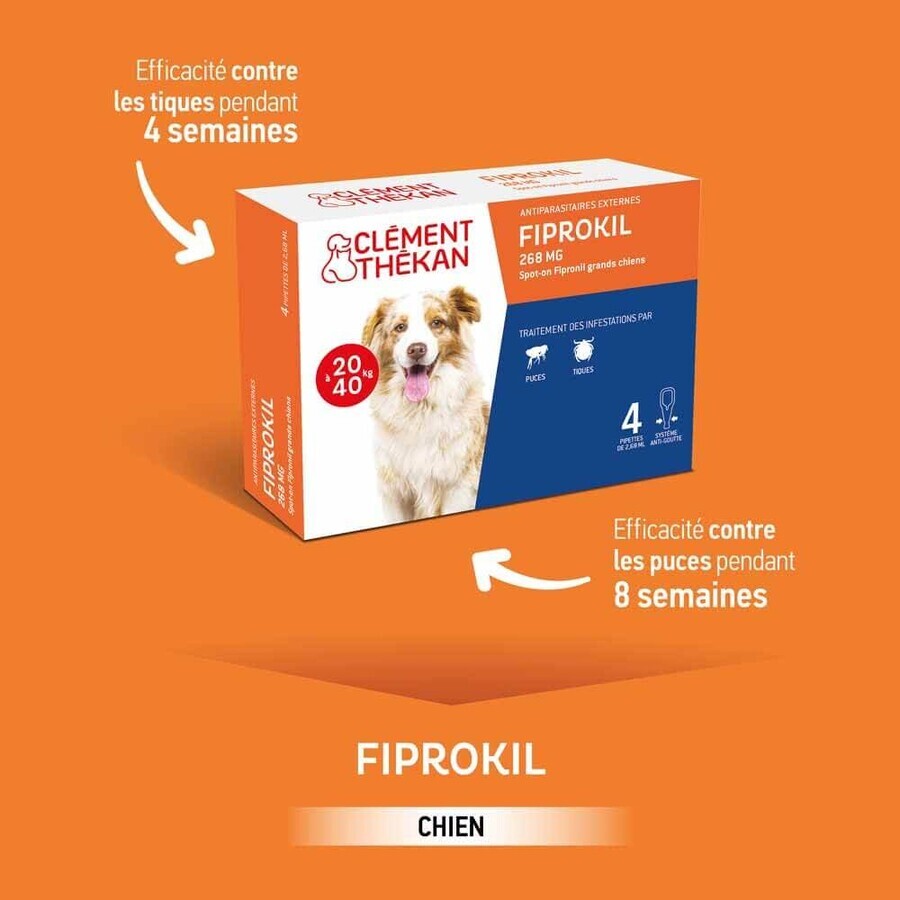 Clement-Thekan Fiprokil Flöhe und Zecken für Hunde 2-10 kg 0,67ml x 4 Pipetten