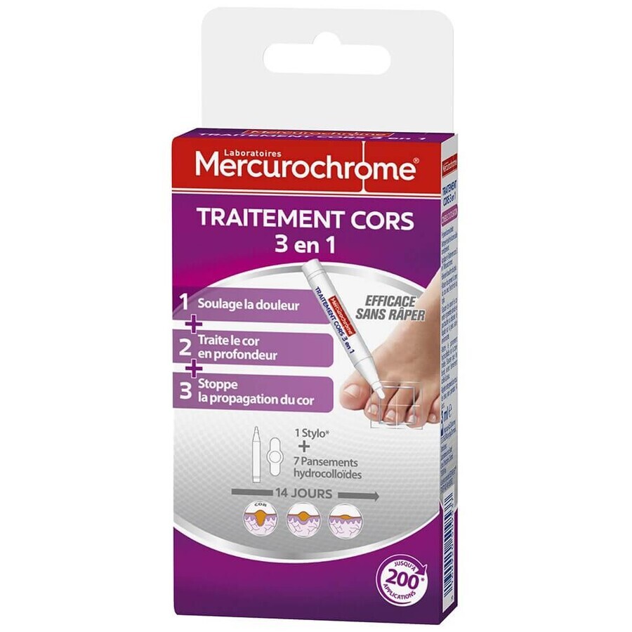Mercurochrome Mais Behandlung 3-in-1 mit Stift und 7 Verbände 4ml
