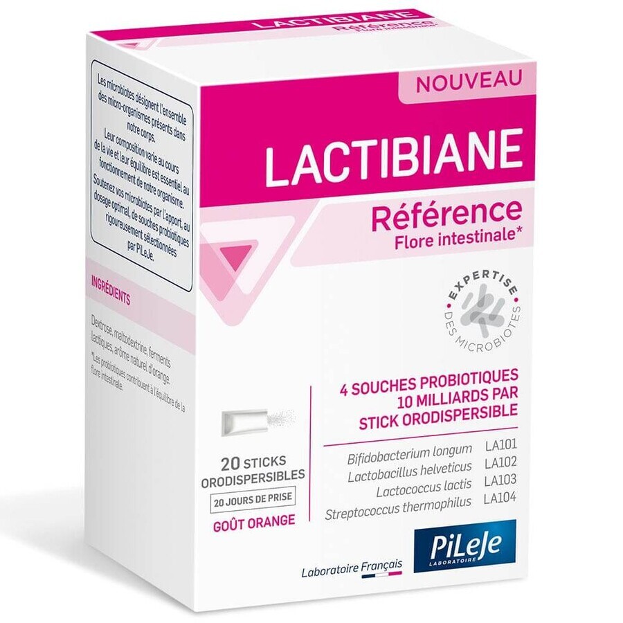 Pileje Lactibiane Référence Flore Intestinale Goût Orange 20 Sticks Orodispersibles