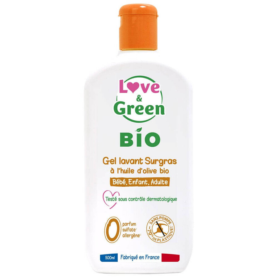 Boutique Love&Green Gel Lavant Surgras à l'huile d'olive bio 500ml Love&Green Gel Lavant Surgras à l'huile d'olive bio 500ml