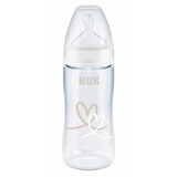 Nuk First Choice+ cu control al temperaturii Biberon din silicon mărimea M Heart de la 0 la 6 luni 300 ml