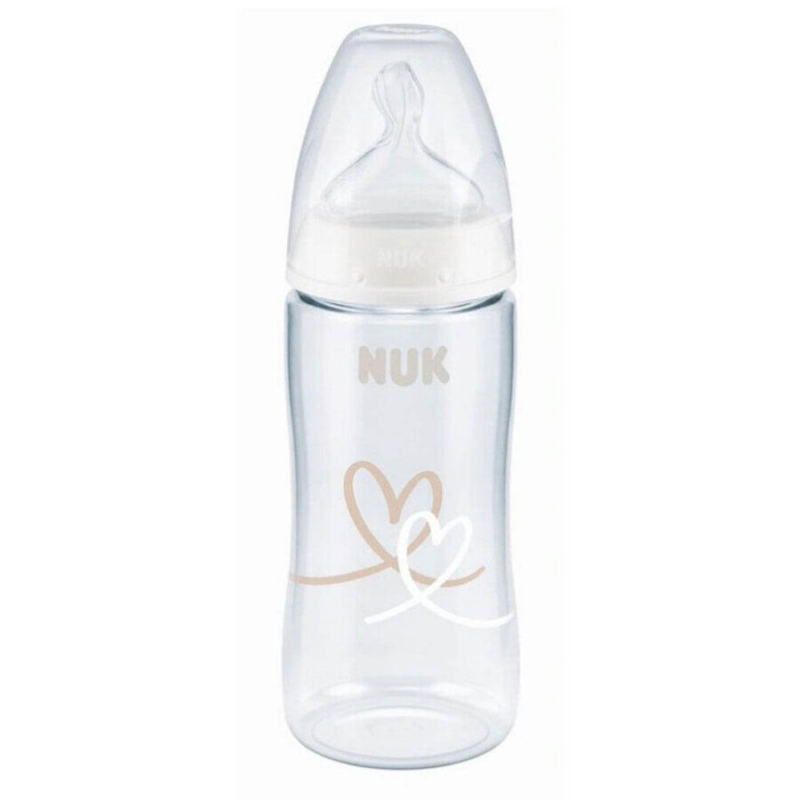 Nuk First Choice+ met temperatuurregeling Siliconen babyfles maat M Hart van 0 tot 6 maanden 300 ml