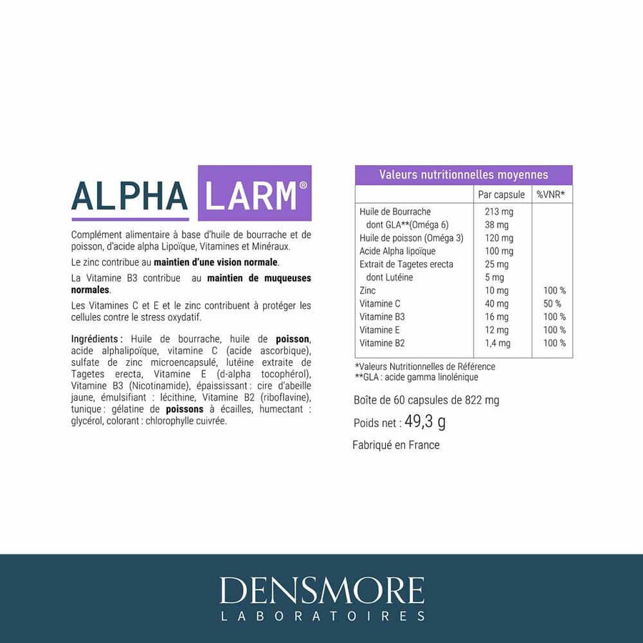 Densmore Suveal Alphalarm mantenimento della visione e muccose normali 60 capsule