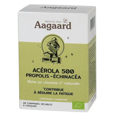 Aagaard Acerola 500mg + Propolis + Echinacea Bio x20 comprimés