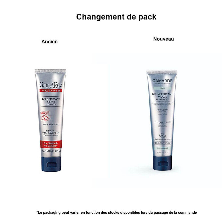 Gamarde Men's Face Cleansing Gel Ultra Delicate Organic Ultra Doux 100g