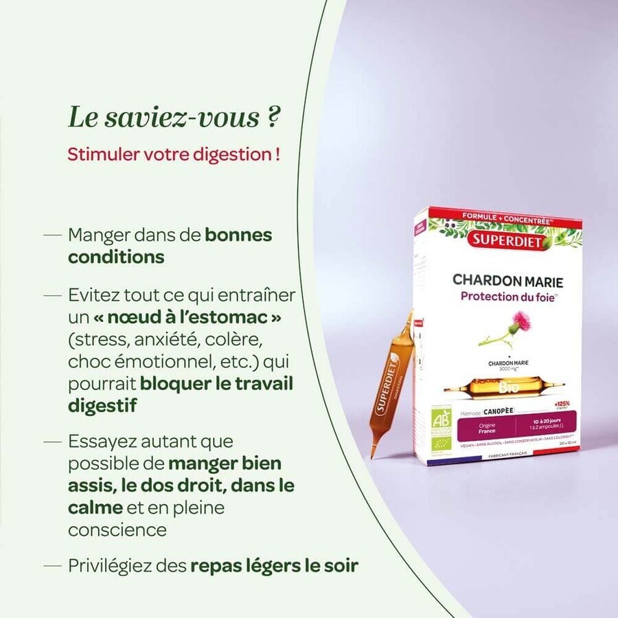 Superdiet Cardo Mariano Digestione Organica 20 Fiale Protection Du Foie 20 Ampoules