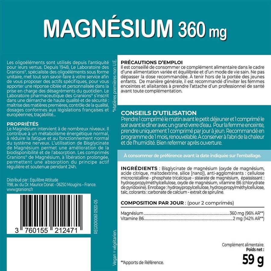 Granions Magnesium Stress Sleep Tiredness 60 Tablets