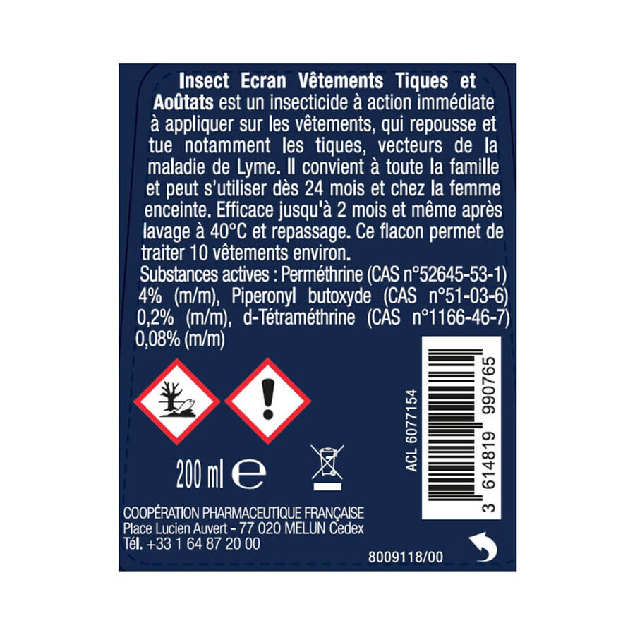 Insect Ecran 24 months Odorless insecticide spray against ticks and mustard 200 ml