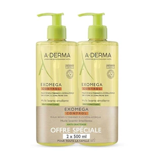 A-Derma Exomega Control Huile Lavante Emolliente Anti-Grattage 2x500ml