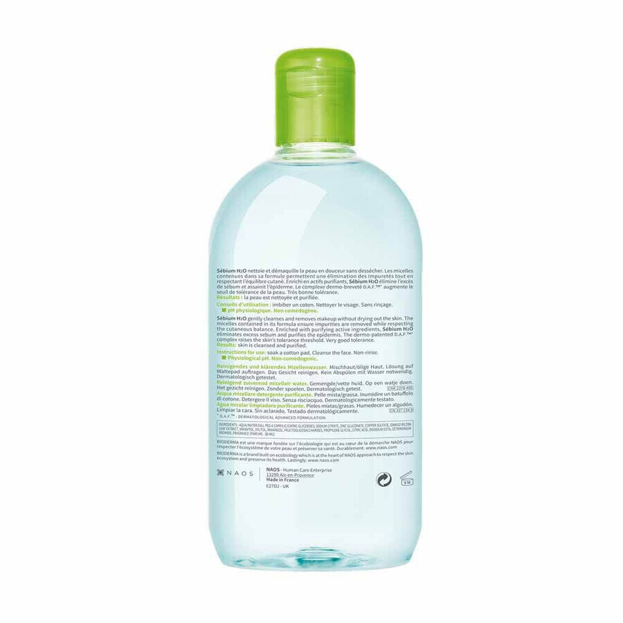 Bioderma Sebium Micellar Water H2O Kombination oder fettige Haut 2x500ml