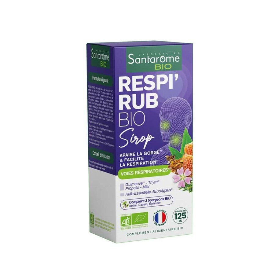 Santarome Biologische Respi'rub Siroop voor Neus en Keel 125 ml
