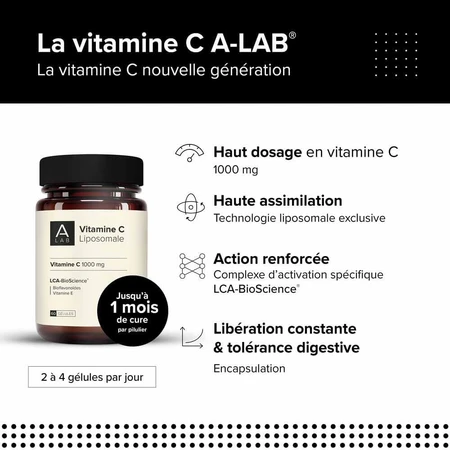 A-LAB Vitamin C liposomal 1000mg Vitalität Anti-Müdigkeit Antioxidans 60 Kapseln