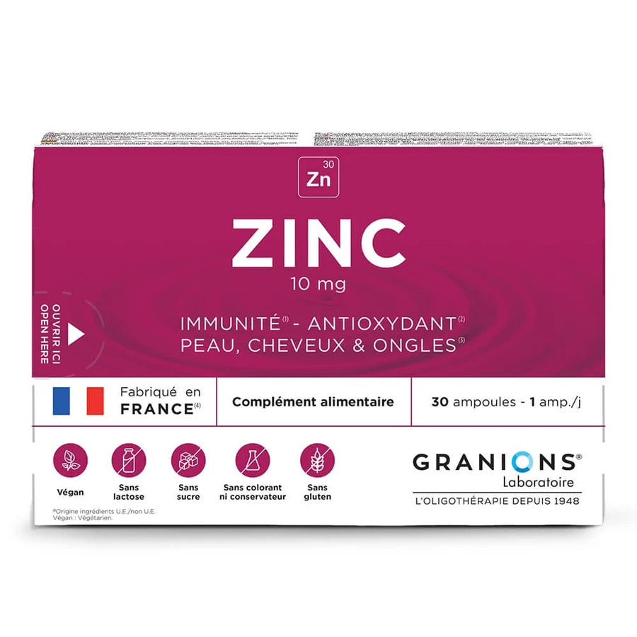 Granions Zinc 10 mg Piel, Cabello, Inmunidad 30 ampollas