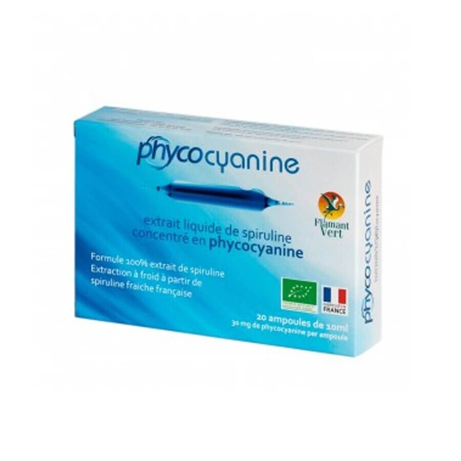 Flamant Vert Spirulina liquid phycocyanin extract 20 vials