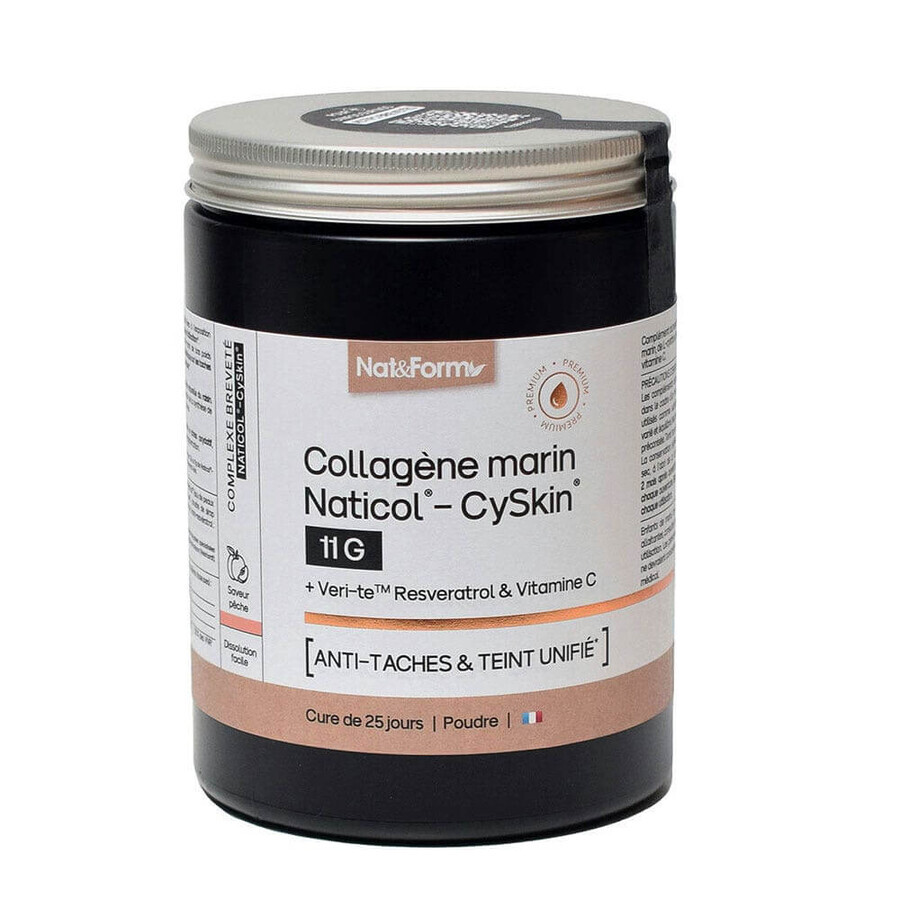 Nat&Form Collagène Marin Naticol CySkin 11g Anti-Tâches et Teint Unifié Saveur Pêche 365g