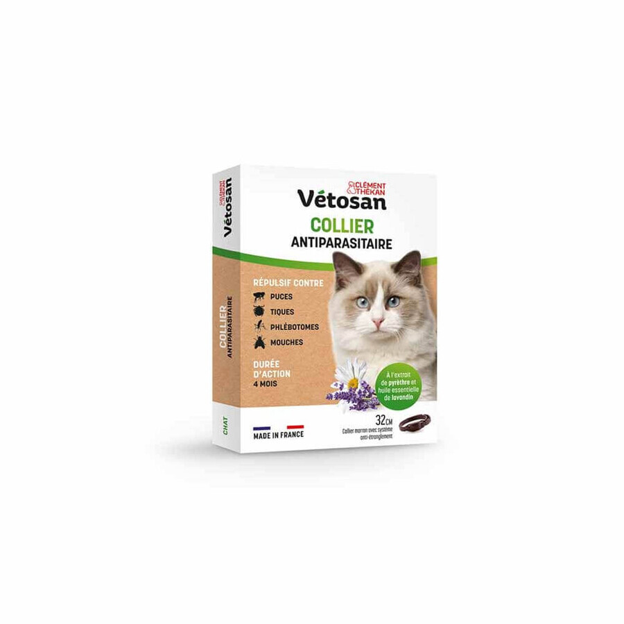 Clement-Thekan Vétosan Collier Répulsif Chat 32cm x1 unité
