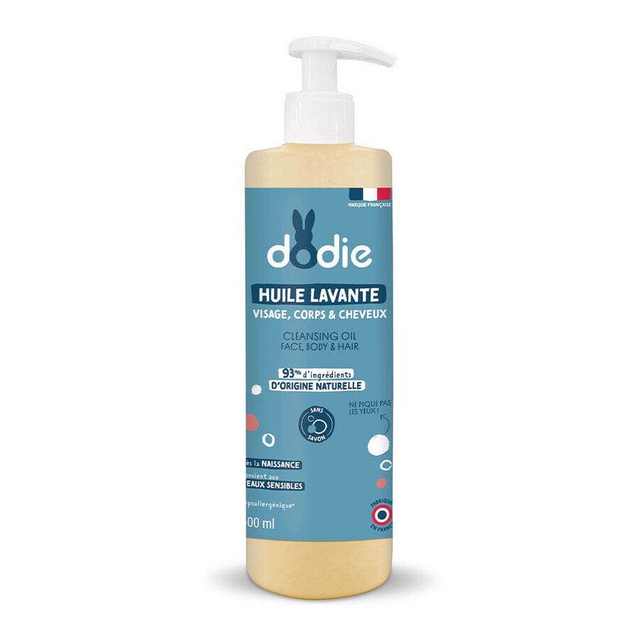 Dodie Olio per lavare i bambini 3 in 1 Viso, corpo e Capelli 500ml
