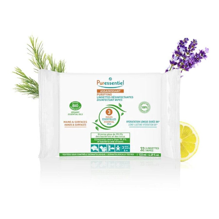 Puressentiel Organic Disinfectant Wipes x32