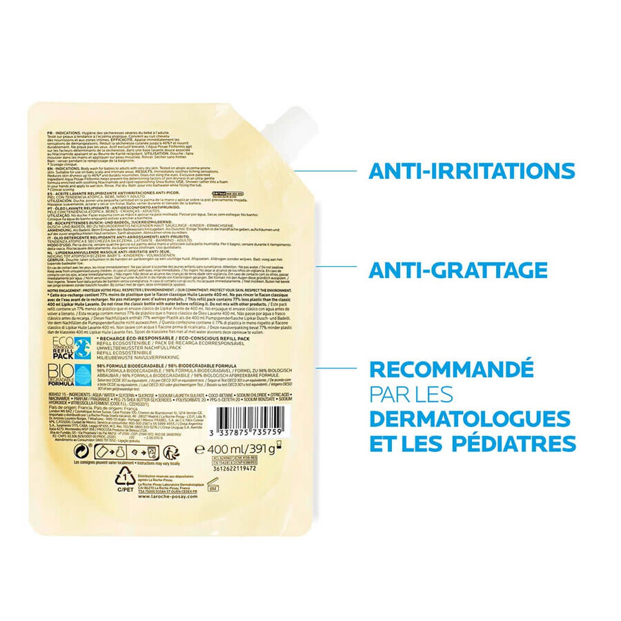 La Roche-Posay Lipikar Cleansing Oil Relipidating Atopic Skin AP+ Eco-Refill 400ml La Roche-Posay Lipikar Cleansing Oil Relipidating Atopic Skin AP+ Eco-Refill 400ml