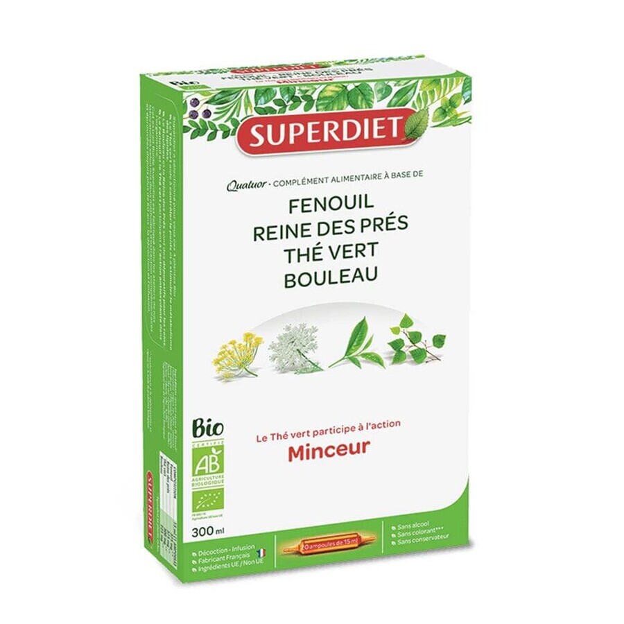 Superdiet Quatuor Minceur Solution Buvable Bio 20 Ampoules