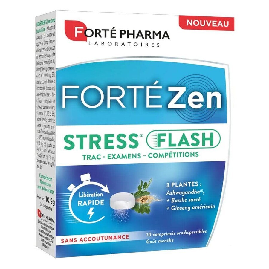 Forté Pharma Forté Zen Stress flash con ashwagandha gusto menta 10 compresse orodispersibili