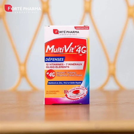 Forté Pharma MultiVit'4G Immuun Defensie Multivitaminen met Zink en Vitamine D 30 tabletten