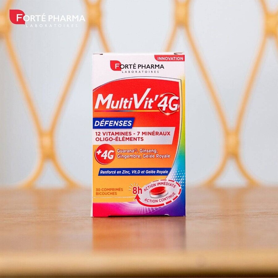 Forté Pharma MultiVit'4G Multivitamine de apărare imună cu zinc și vitamina D 30 comprimate