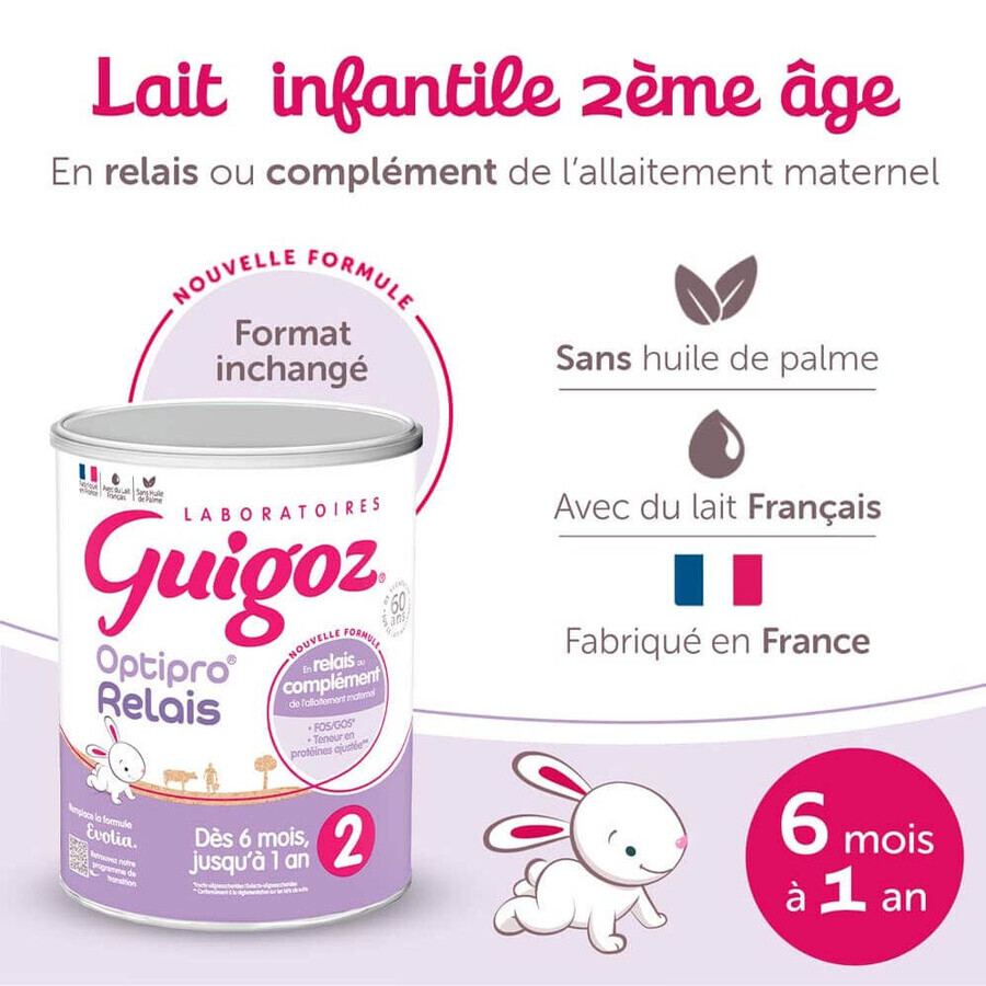 Guigoz Optipro Relais Evolia Relais 2 Melkpoeder 6 maanden-1 jaar Dès 6 Mois 800g