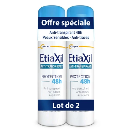 Etiaxil Anti-Transpirant Aerosol Deodorant 48h Protect Achselhöhlen Mäßige Transpiration Empfindliche Haut 2x150ml