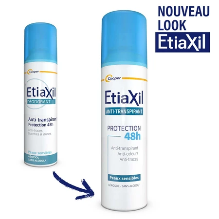 Etiaxil Anti-Transpirant Aerosol Deodorant 48h Protect Achselhöhlen Mäßige Transpiration Empfindliche Haut 2x150ml