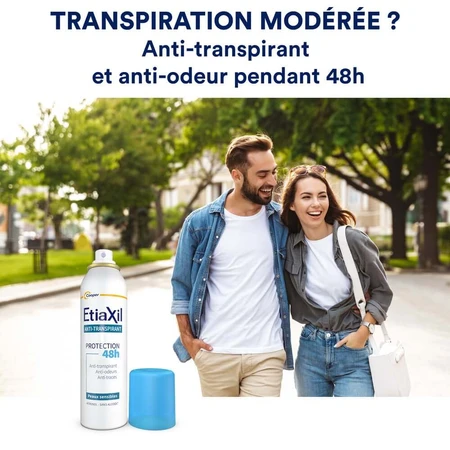 Etiaxil Anti-Transpirant Aerosol Deodorant 48h Protect Achselhöhlen Mäßige Transpiration Empfindliche Haut 2x150ml