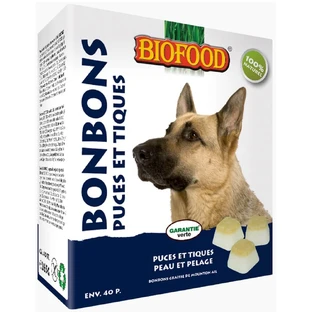 Biofood Bonbon Anti Puces Et Tiques Maxi Graisse De Mouton Et Ail Chien 40 Pieces