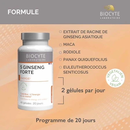 Biocyte Santé 5 Ginseng Forte 40 Gélules