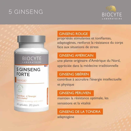 Biocyte Santé 5 Ginseng Forte 40 Gélules