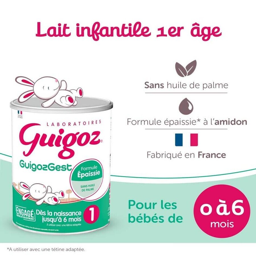 Guigoz Guigozgest GuigozGest 1 Milk Powder Thickened Formula 0-6 Months Dès La Naissance Jusqu'à 6 Mois 800g