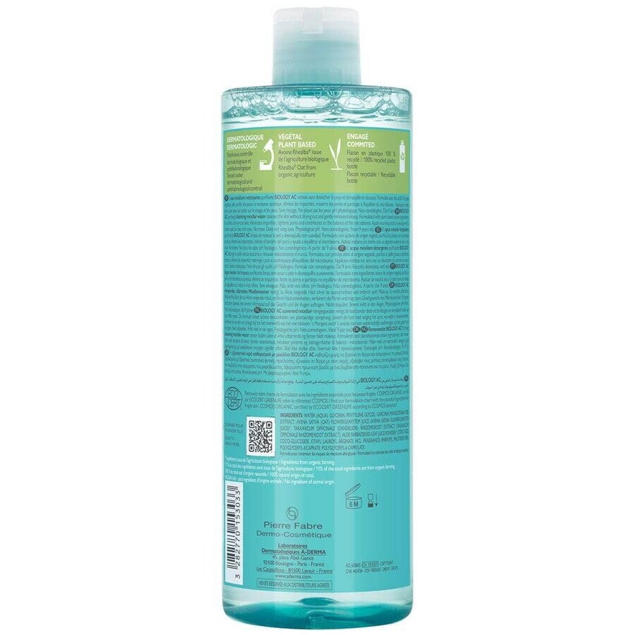 A-Derma Biology AC Apă micelară purificatoare Bio 400ml A-Derma Biology AC Apă micelară purificatoare Bio 400ml