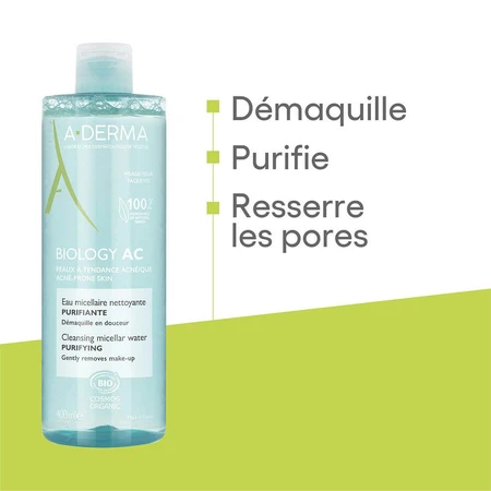 A-Derma Biology AC Eau Micellaire Nettoyante Purifiante Bio 400ml
