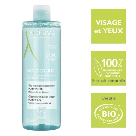A-Derma Biology AC Eau Micellaire Nettoyante Purifiante Bio 400ml